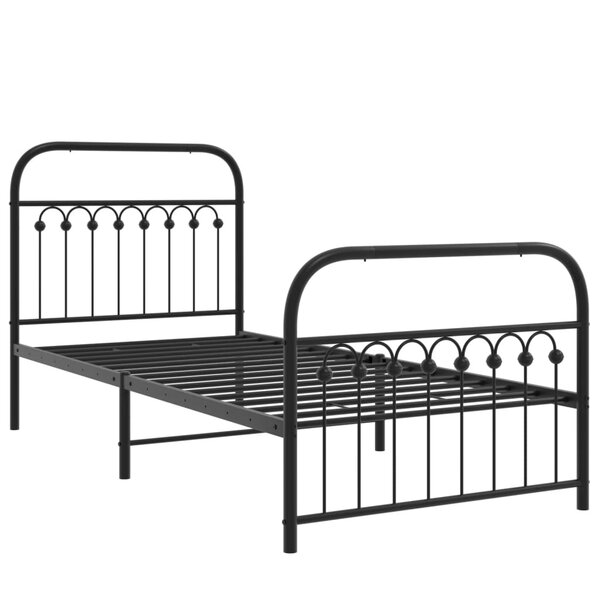 vidaXL Cadre de lit métal avec tête de lit/pied de lit noir 90x190 cm