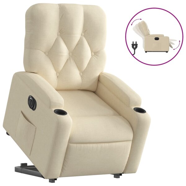 vidaXL Fauteuil inclinable électrique crème tissu