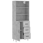 vidaXL Buffet haut Gris béton 69 5x34x180 cm Bois d'ingénierie