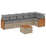 vidaXL Salon de jardin avec coussins 7 Pièces beige résine tressée
