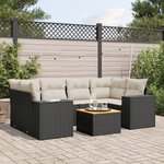 vidaXL Salon de jardin 7 Pièces avec coussins noir résine tressée