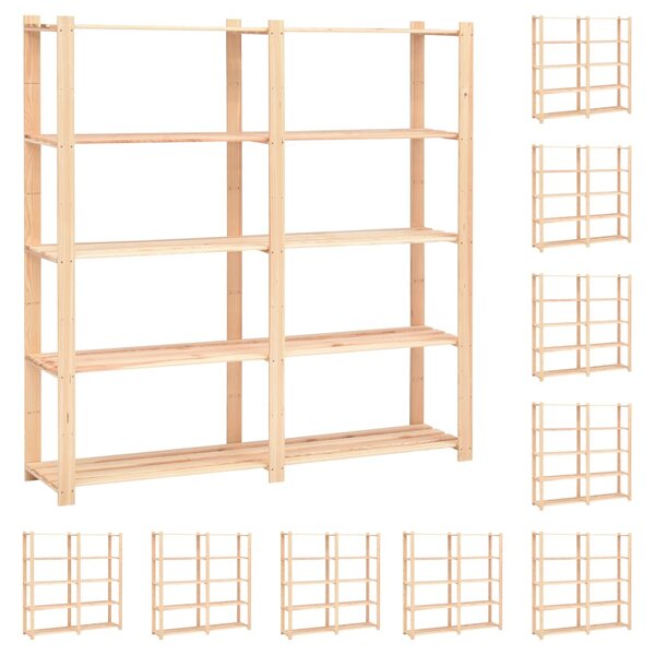 vidaXL Étagères de rangement à 5 niveaux 10Pièces 170x38x170cm Pin 500 kg