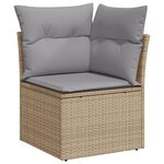 Ensemble de canapé de jardin 9 pièces avec coussins Beige Rotin Poly Acacia