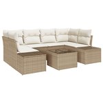 vidaXL Ensemble de canapé de jardin 7 pièces avec coussins beige poly rotin