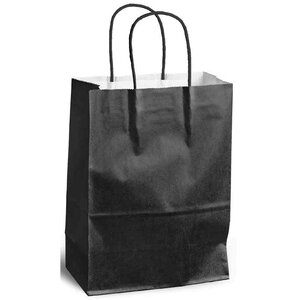 Sac à poignées torsadées kraft 90g taille xs 24x8x18cm noir x 20 mailmedia