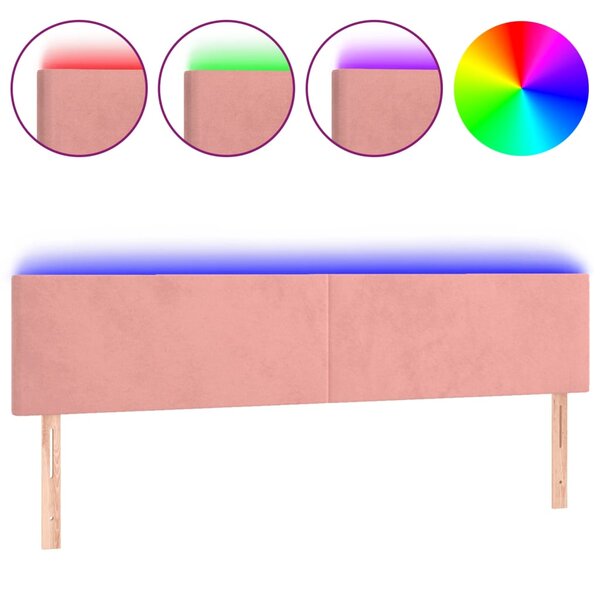 vidaXL Tête de lit à LED Rose 160x5x78/88 cm Velours