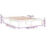 vidaXL Cadre de lit Blanc Bois massif 135x190 cm Double