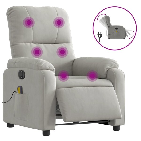 vidaXL Fauteuil inclinable de massage électrique gris clair