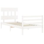 vidaXL Cadre de lit avec tête de lit blanc simple bois massif