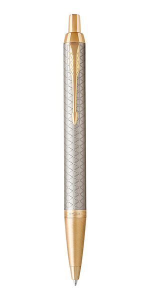 PARKER IM Premium Stylo bille  gris argenté  recharge bleue pointe moyenne  Coffret cadeau