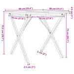 vidaXL Table à manger cadre en X 90x90x75 5cm bois de pin massif fonte