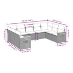 vidaXL Salon de jardin 9 Pièces avec coussins noir résine tressée