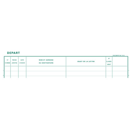 Registre 32x27cm Depart du courrier 26 lignes 200 pages EXACOMPTA