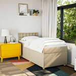 vidaXL Sommier à lattes de lit avec matelas Crème 100x200 cm Tissu
