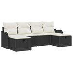 Ensemble de canapé de jardin de 6 pièces vidaXL avec coussins en rotin noir