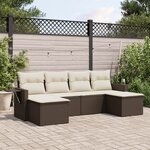 vidaXL Salon de jardin avec coussins 6 Pièces marron résine tressée