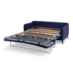 HEXAGONE Canapé convertible couchage express - 3 places - Velours bleu nuit - 182 x 85 x 97 cm - CLYDE