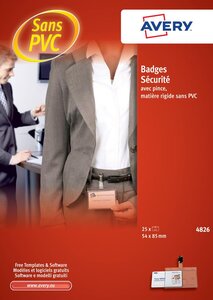 4826 - 25 porte-badges en plastique pour 1 carte magnétique. 54x85mm. AVERY