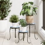 vidaXL Supports pour plantes 3 Pièces bleu et blanc céramique