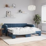 vidaXL Lit de jour avec lit gigogne bleu 90x200 cm velours