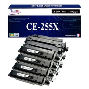 T3AZUR -4x Toners compatibles avec HP CE255X (55X) pour HP LaserJet Enterprise 500 MFP M521DN M521DW M525 M525C M525DN M525F