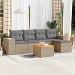 vidaXL Salon de jardin avec coussins 6 Pièces beige résine tressée