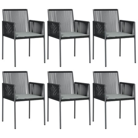 vidaXL Chaises de jardin et coussins lot de 6 noir 54x60 5x83 5 cm
