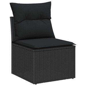 vidaXL Ensemble de canapé de jardin avec coussin 8 Pièces Noir polyrotin