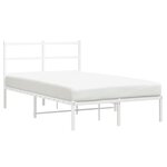 vidaXL Cadre de lit métal avec tête de lit blanc 120x200 cm