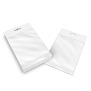 Lot de 200 170x125 mm sac transparent avec dispositif d'accrochage en rayon - 200