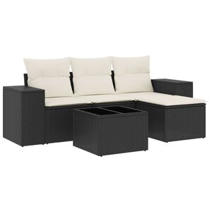 vidaXL Salon de jardin 5 Pièces avec coussins noir résine tressée
