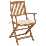 vidaXL Chaises pliables d'extérieur et coussins lot de 8 Bois d'acacia