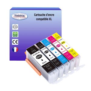 5 Cartouches compatibles avec Canon Pixma MG6300, MG6350, MG6400, MG6450, MG6600, MG6650, MG7100 remplace Canon PGI-550, CLI-551 XL - T3AZUR
