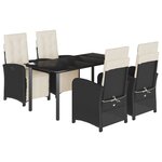 vidaXL Ensemble à manger de jardin coussins 5Pièces Noir Résine tressée