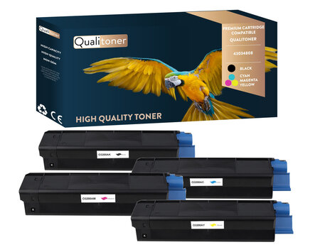 Qualitoner x4 toners 43034808 (noir + cyan + magenta + jaune) compatible pour oki