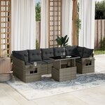 vidaXL Salon de jardin 8 Pièces avec coussins gris résine tressée