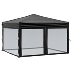 vidaXL Tente de réception pliable avec parois Noir 3x3 m