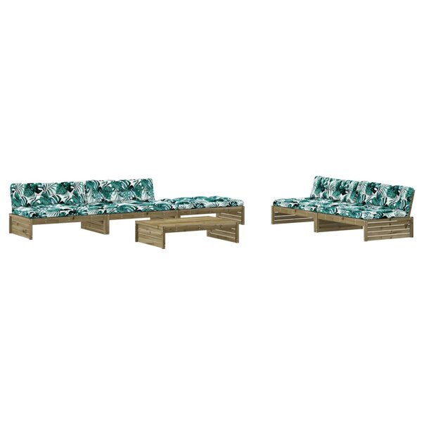 vidaXL Salon de jardin 6 Pièces avec coussins bois de pin imprégné