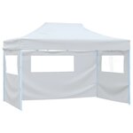 vidaXL Tente de réception pliable avec 3 parois 3x4 m Acier Blanc