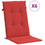 vidaXL Coussins de chaise de jardin dossier haut lot de 6 rouge tissu