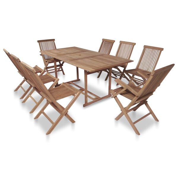 vidaXL Meuble à dîner de jardin 9 Pièces et chaises pliables Teck solide