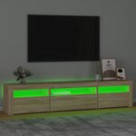 vidaXL Meuble TV avec lumières LED Chêne sonoma 195x35x40 cm