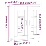 vidaXL Buffet chêne marron 69 5x34x90 cm bois d'ingénierie