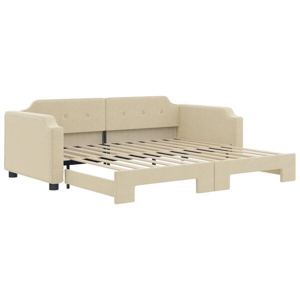 vidaXL Lit de jour avec lit gigogne crème 80x200 cm tissu