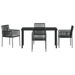 vidaXL Ensemble de Dîner de Jardin 5 Pièces avec Coussins Noirs en Poly Rattan