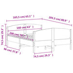 vidaXL Cadre de lit sans matelas cire marron 160x200cm bois pin massif