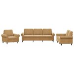 vidaXL Ensemble de canapés 3 Pièces avec coussins Marron Velours