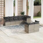 vidaXL Salon de jardin 8 Pièces avec coussins gris clair résine tressée