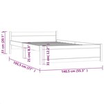 vidaXL Cadre de lit Noir Bois massif 135x190 cm Double
