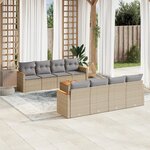 vidaXL Salon de jardin avec coussins 9Pièces mélange beige résine tressée